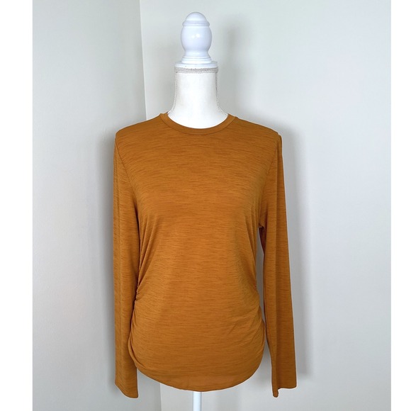 CALIA Golf Womens Texture LS Crew Golden Warmth Athletic Top New - Picture 1 of 11